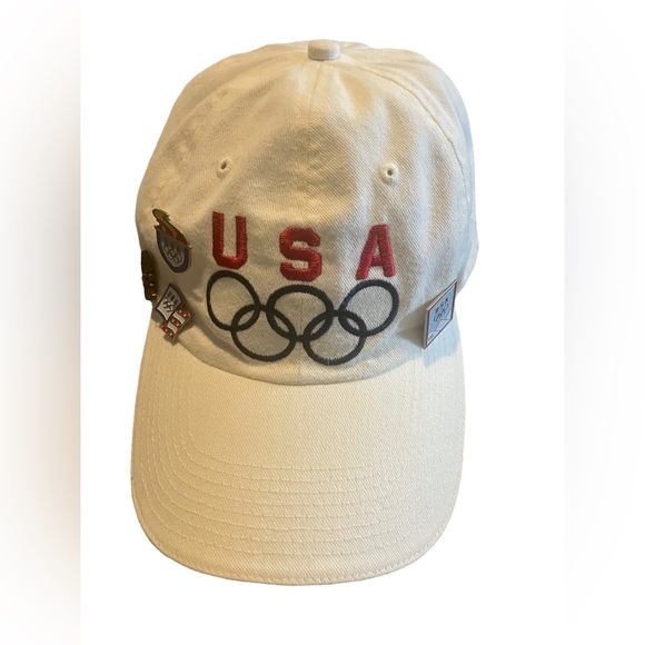 Other - USA Olympic Rings White Cap/Hat with Vintage Olympics Pins from 2006